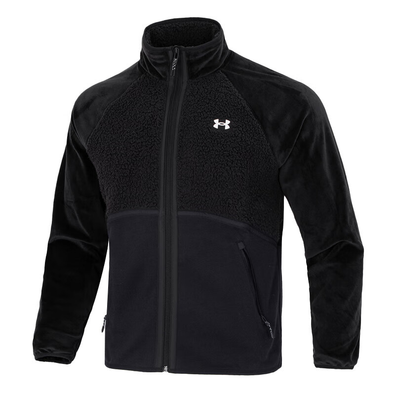 安德玛(Under Armour)男装新款立领拉链柔软丝绒保暖健身立领针织夹克1373872-001 ZP