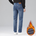 常规加绒男士加绒牛仔裤秋冬季新款修身弹力直筒商务大码男装 29（2尺2）110斤 F839R复古蓝【加绒】