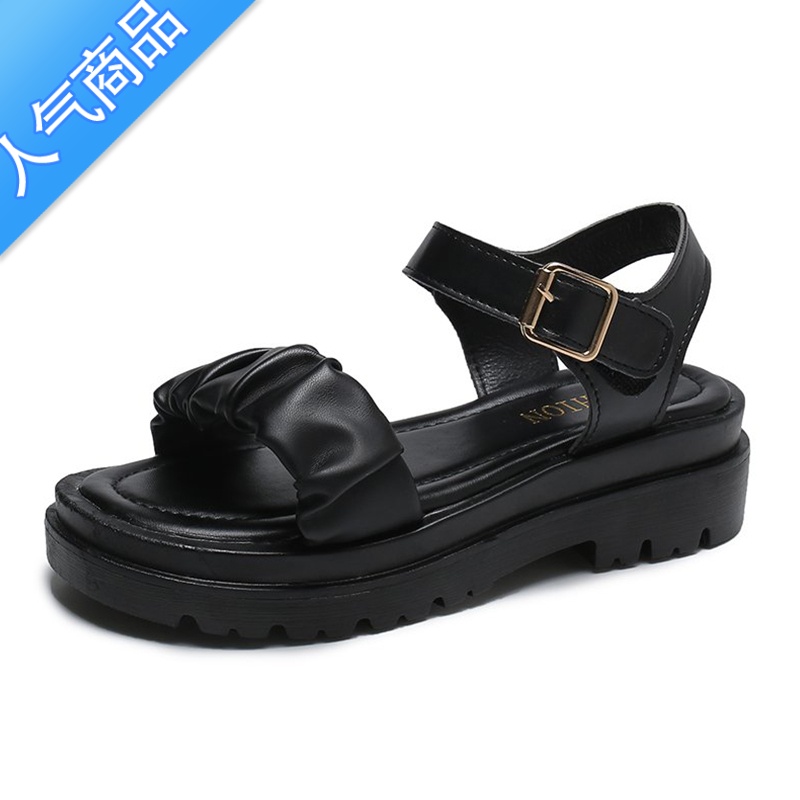 SUNTEK配裙子凉鞋女2023年新款夏季百搭厚底休闲风运动网红时尚ins女鞋高清大图