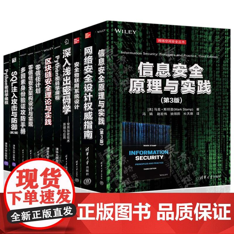 网络空间安全丛书 信息安全原理与实践 深入浅出密码学 Python密码学编程 区块链 零信任安全架构设计与实现 SQL注高清大图