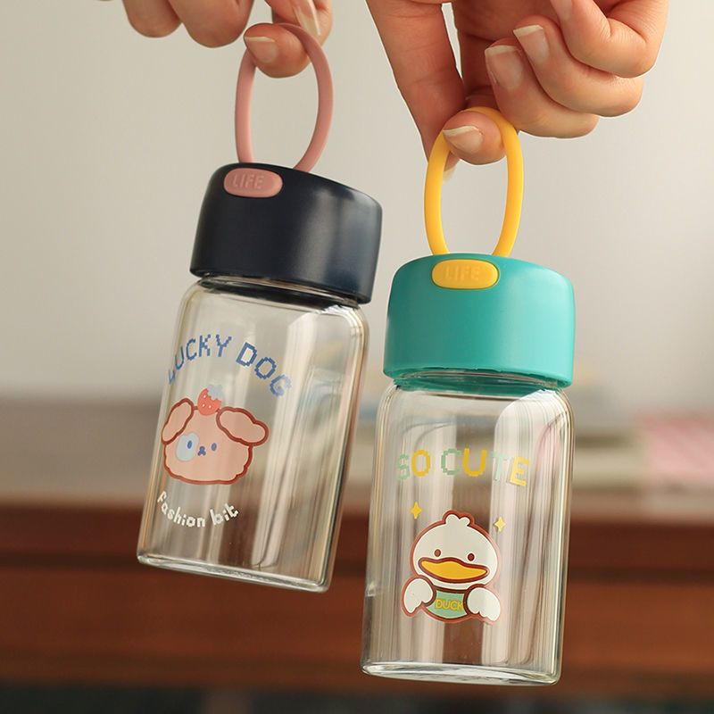 玻璃杯女学生少女心带盖耐高温创意潮流便携超小号迷你透明水瓶子杯子