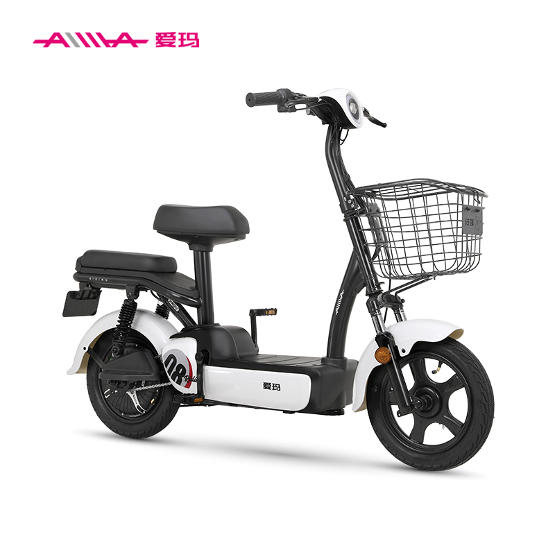 爱玛(AIMA)小蜜豆 至臻版 新国标 48V12AH 铅酸 时尚电动自行车 星空白/亚黑