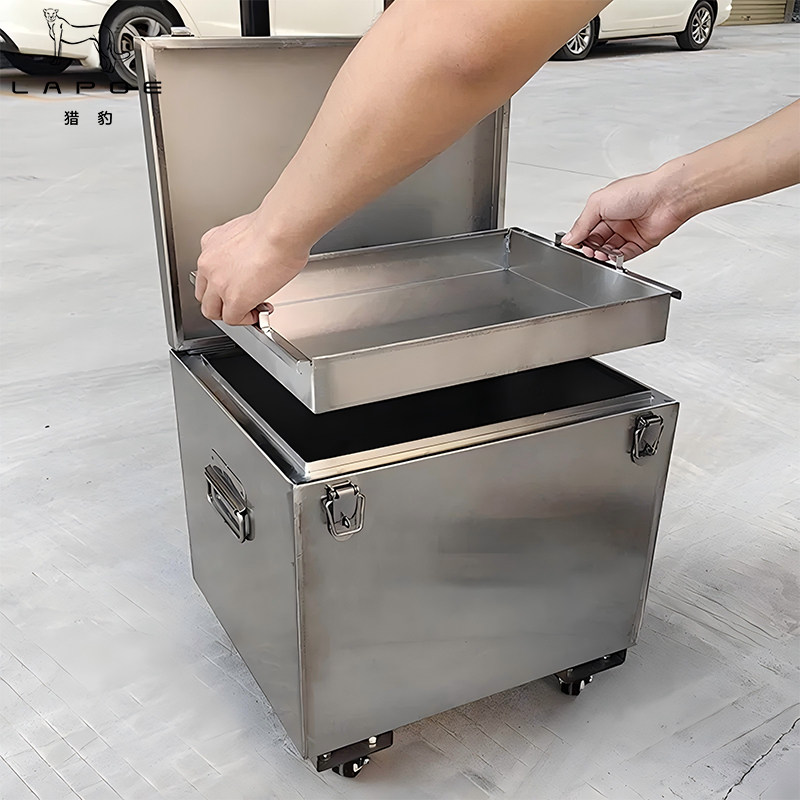 猎豹 不锈钢拉杆工具箱中号双层工具箱50x35x35cm/个高清大图