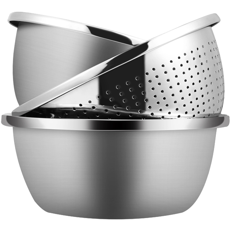 康巴赫不锈钢盆筛三件套加厚沥水篮洗菜盆沙拉盆KOU3A