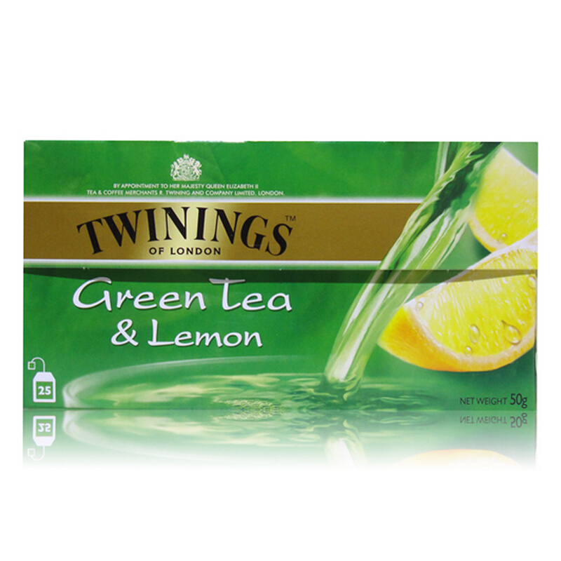 英国川宁(TWININGS) 柠檬绿茶 进口茶叶袋泡茶包 25包*2g