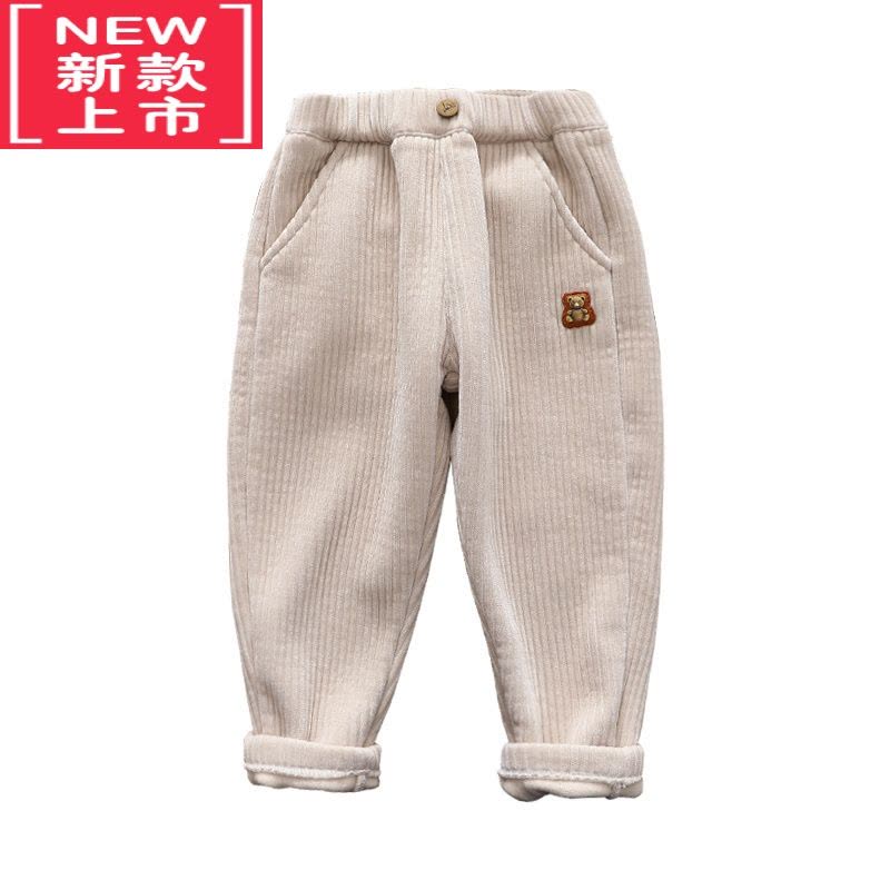 可莉允女童一体加绒雪尼尔洋气宽松老爹裤儿童加厚保暖灯芯绒裤冬保暖裤图片
