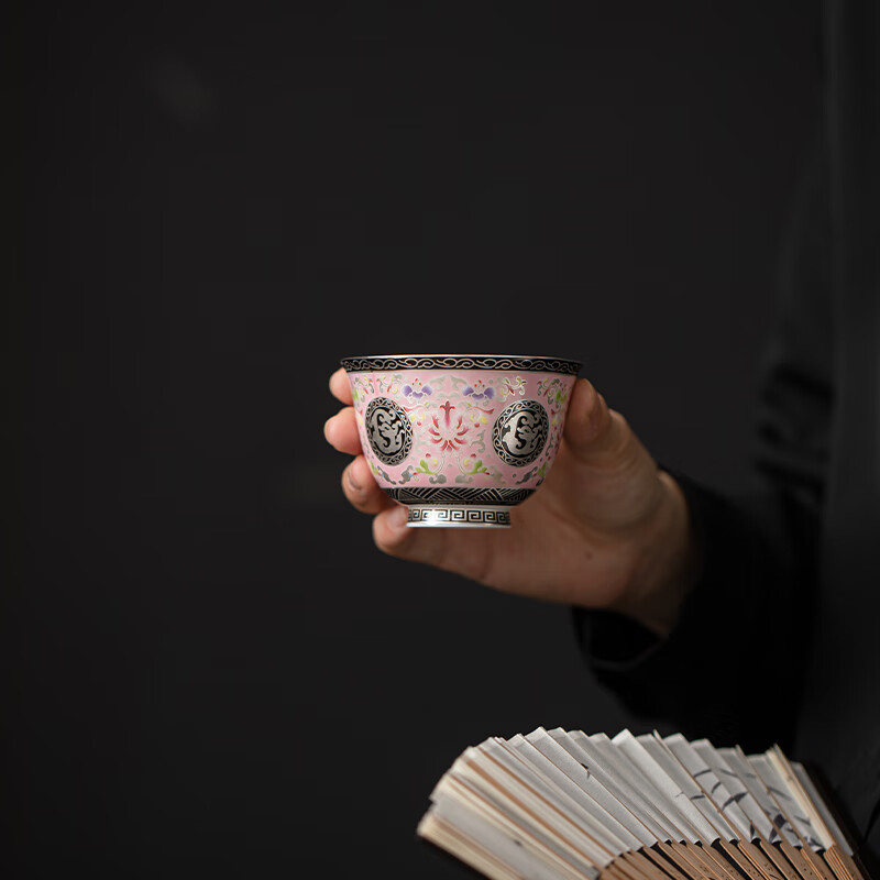 苏氏陶瓷(SUSHI CERAMICS) 宝相花主人杯粉色 珐琅彩茶杯 110ml (单位:个)高清大图