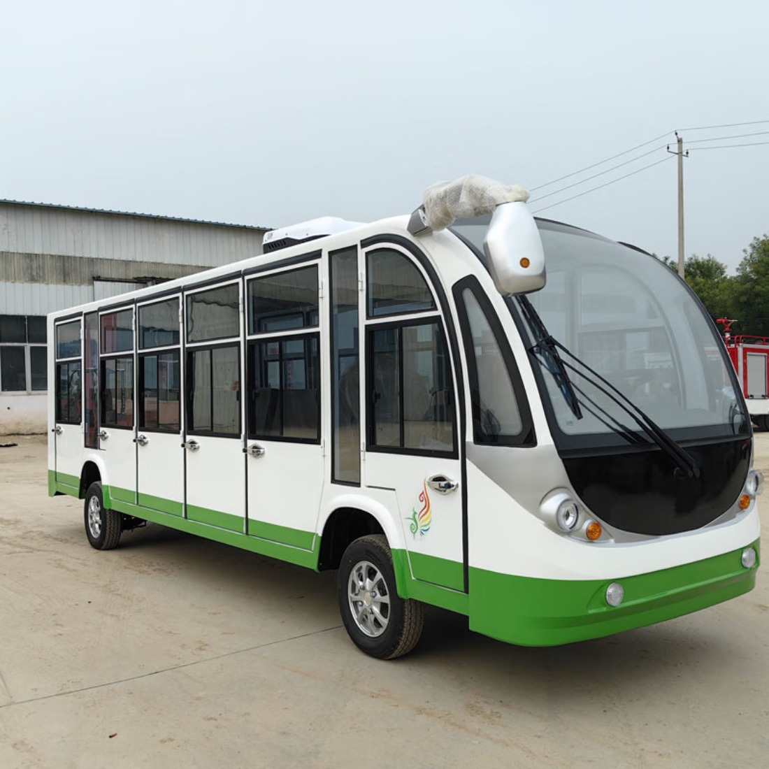 统航电动观光车6排17座景区园区观光游览车电动四轮接待中转车敞篷封闭旅游接待车