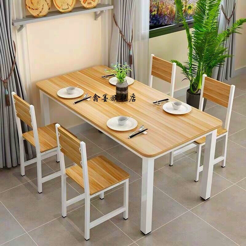 现代小户型出租房家用简易餐桌椅吃饭桌长方形快餐饭店餐桌组合46人