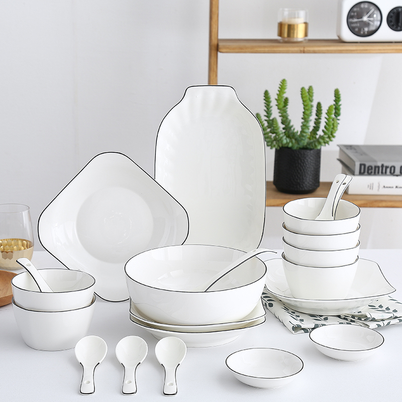 碗碟套装家用4人日式餐具套装简约烘焙精灵北欧6人吃饭陶瓷碗筷盘子