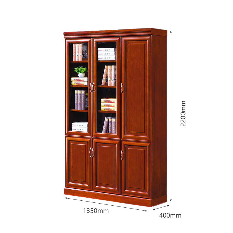 臻远ZY051426木质文件柜油漆贴木皮资料柜书柜 三门高清大图