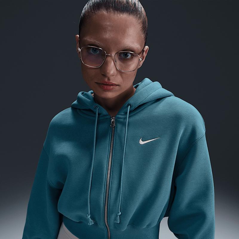 Nike女款宽松连帽抓绒拉链夹克春秋季新款两穿设计时尚运动外套高清大图