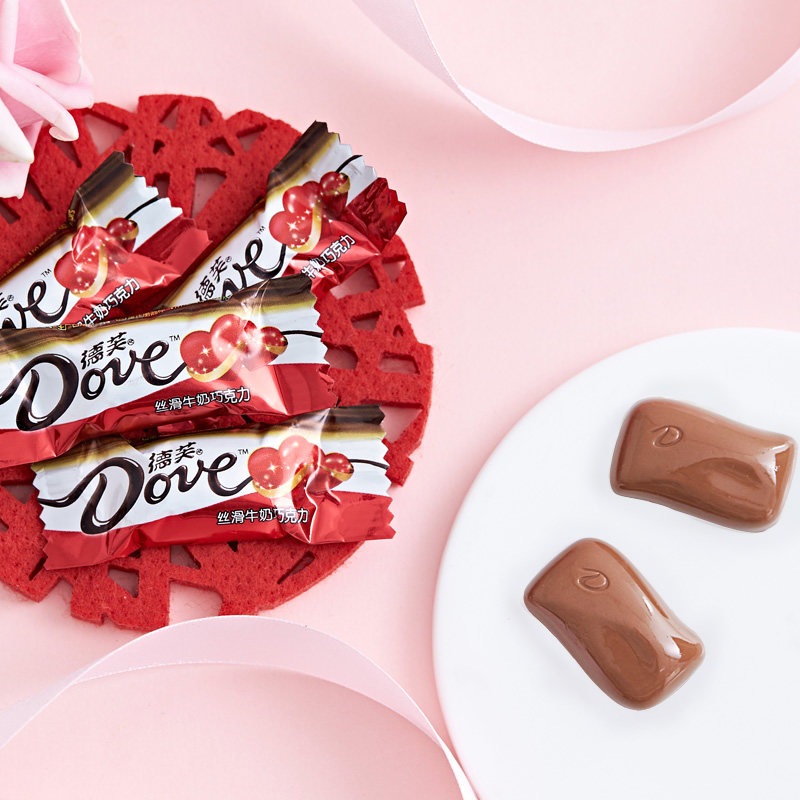德芙(DOVE)丝滑牛奶巧克力婚庆喜糖4.5g散装称重500g高清大图