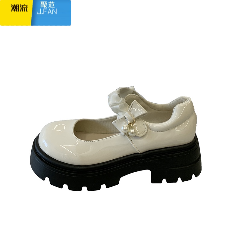 聚范法式玛丽珍小皮鞋女厚底2024夏季新款增高jk鞋粗跟圆头配裙子单鞋高清大图