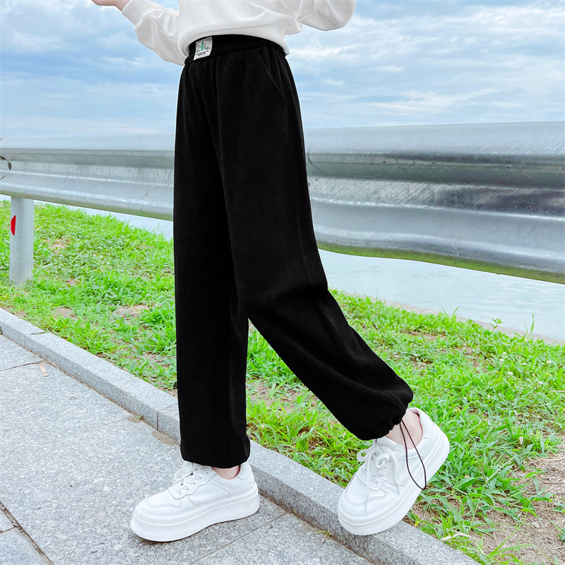 儿童装长裤2022春秋两穿阔腿裤女童6-15岁秋季韩版宽松束脚口裤 莎丞