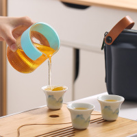 大润窑(DA RUN YAO) YX026 千山影青旅行快客 茶壶180ml 茶杯20ml *3 单套装