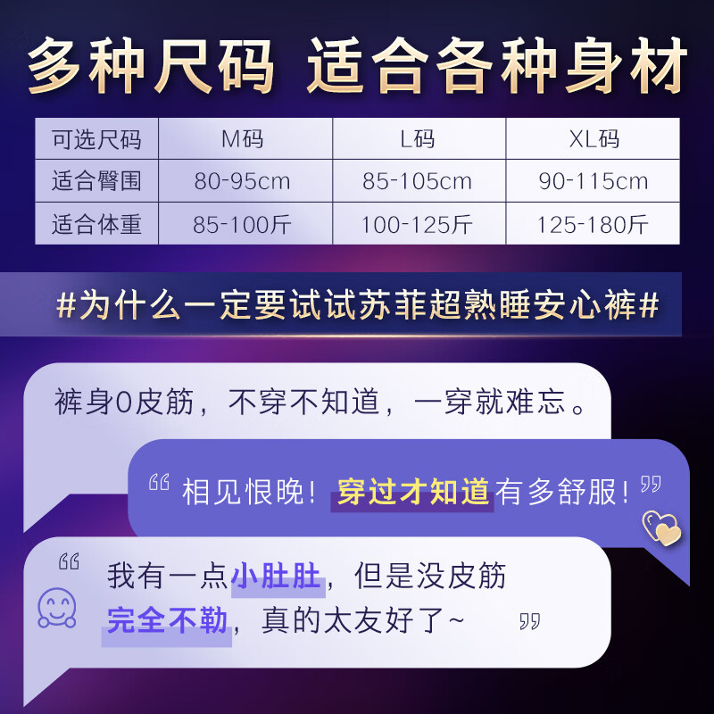 苏菲 超熟睡超薄透气安心裤L码20条安睡裤型卫生巾适用臀围85-105cm高清大图