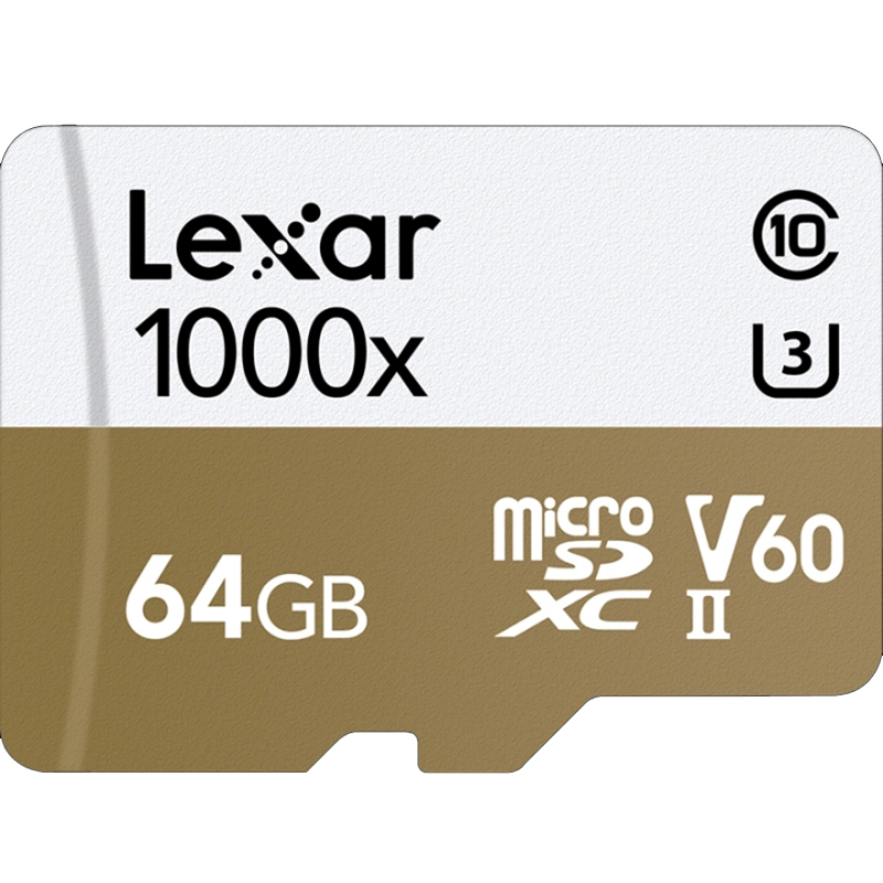 雷克沙(Lexar)64GB TF卡1000X U3 高速读150MB/s 写90MB手机内存卡存储卡