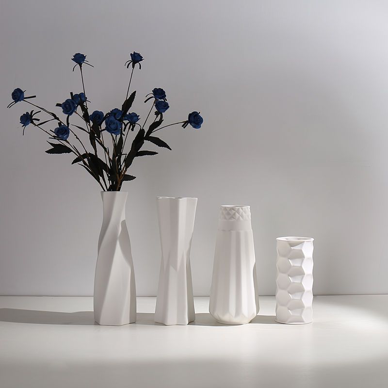 现代陶瓷干花花瓶小清新满天星水培摆件白色客厅插花餐桌家居装饰小