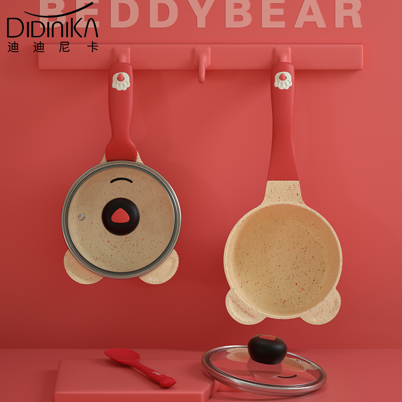 迪迪尼卡(Didinika)新品憨憨熊婴儿辅食锅宝宝蒸锅煮锅煎锅多功能一体锅 红色高清大图