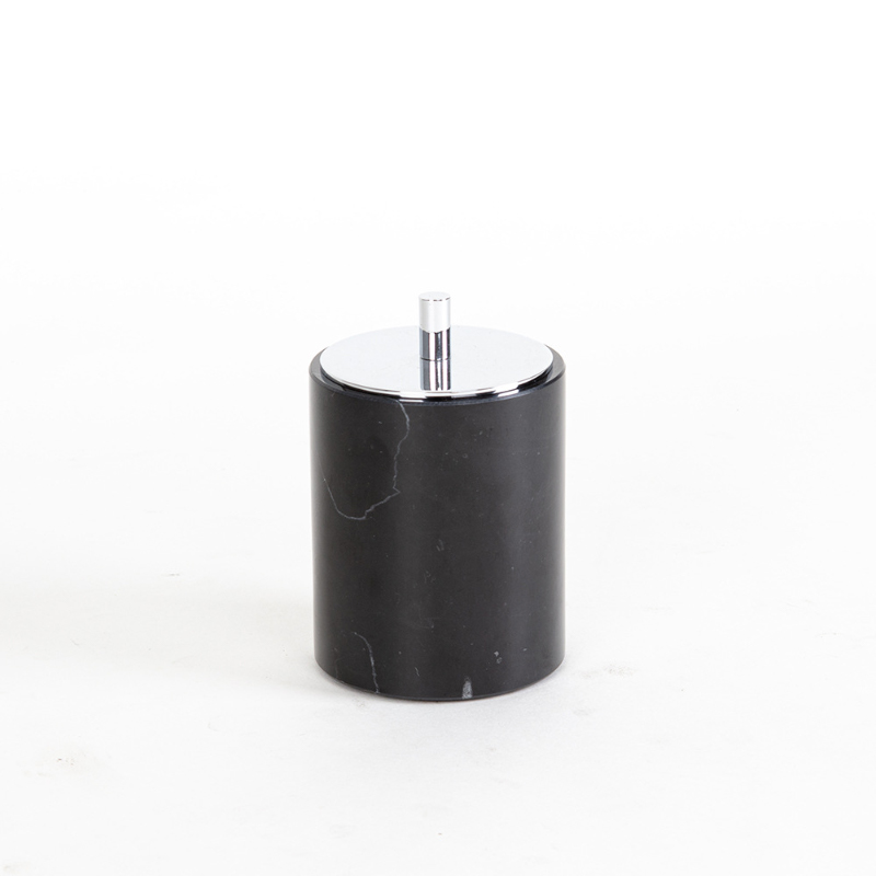 汇特益 黑白根天然大理石卫浴套装 2件套 窄平板30*11*1+圆形棉签罐银色盖子 定制(单位:套)货期10天高清大图