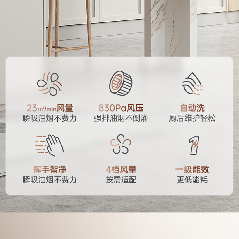 华帝(vatti)23m³吸力烟灶套餐 侧吸天然气抽油烟机 燃气灶具 挥手自动洗5.2kW大火灶i11197+89B高清大图