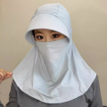新款防晒帽女夏护颈遮阳帽子防晒护脸骑车太阳帽防紫外线面罩一体_1 【纳米冰感科技】浅灰【可扎马尾+透气网孔+可戴头盔】均码