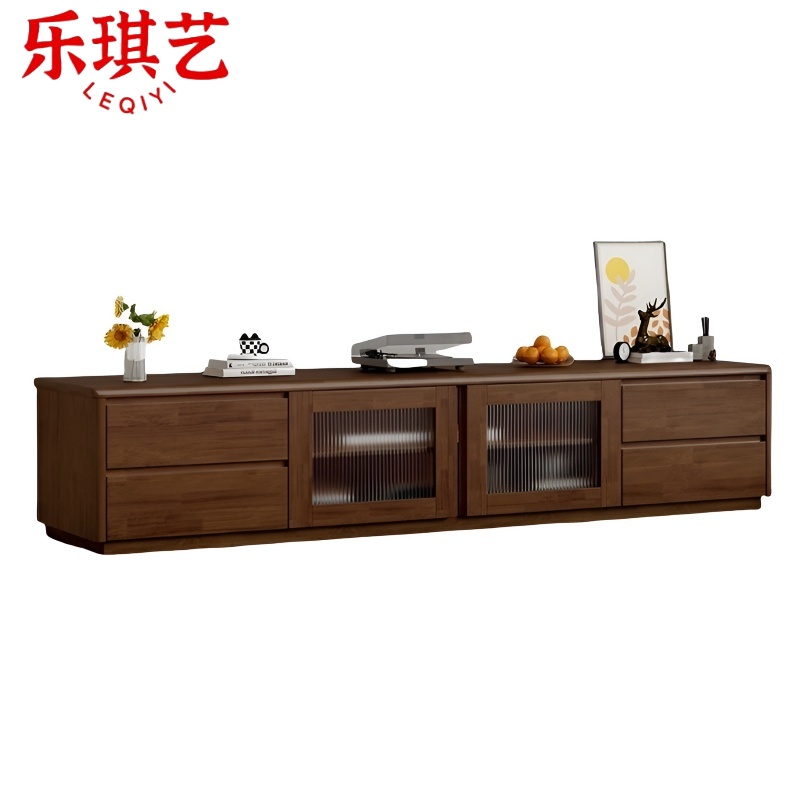 乐琪艺 电视柜 胡桃色 220*40*42cm 个高清大图