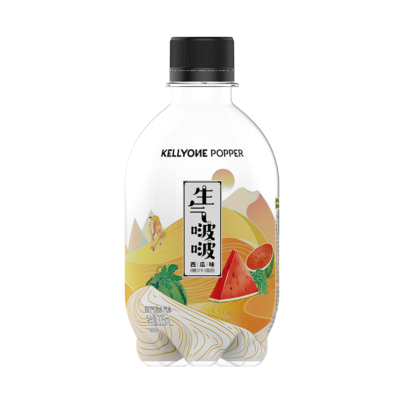 Kellyone生气啵啵无糖苏打水气泡水0卡0脂西瓜味饮料汽水335ml*12瓶