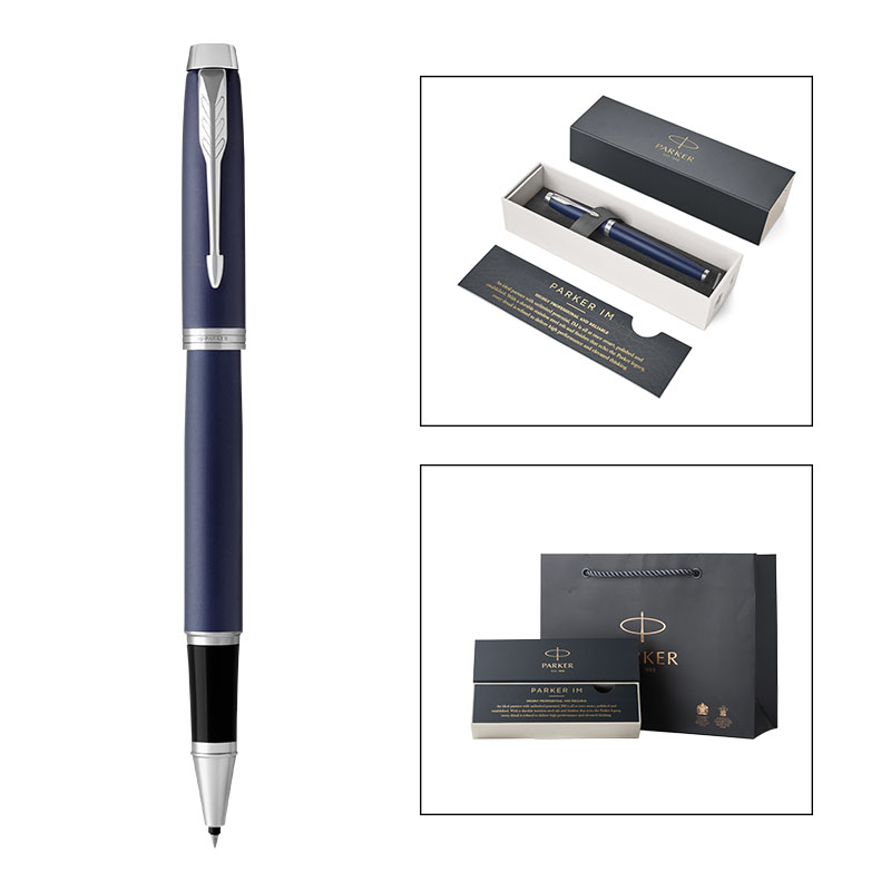 派克PARKER 签字笔 IM蓝色白夹宝珠笔高清大图