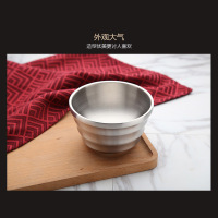 阳光飞歌 304不锈钢碗 韩式餐具双层隔热防烫加厚儿童碗金尊12cm两只装