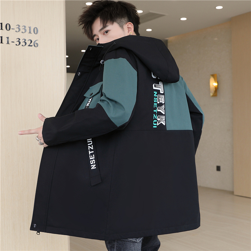 SUNTEK青少年风衣男中长款2020春秋季新款加绒外套潮流秋装高中学生夹克风衣高清大图
