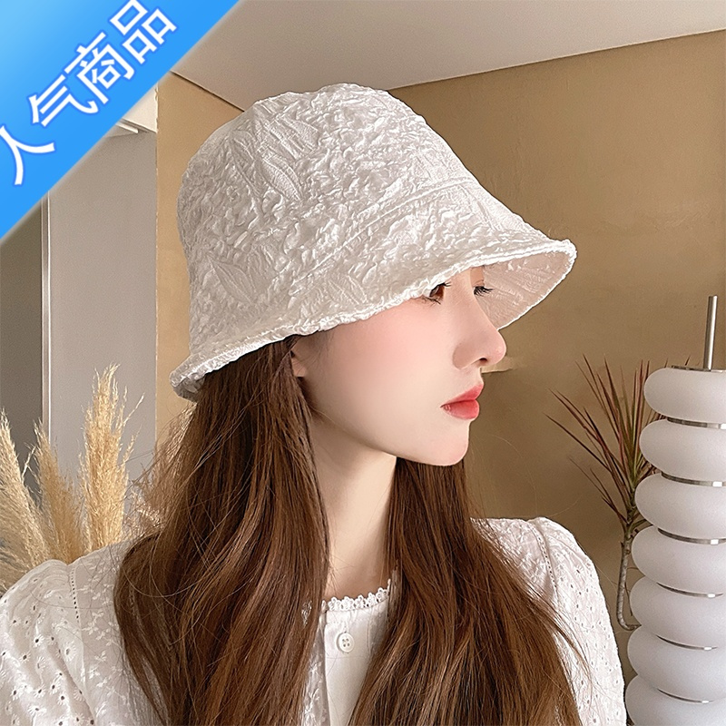 SUNTEK日系薄款褶皱渔夫帽子女夏天网红ins街拍防晒遮阳帽女士水桶帽潮