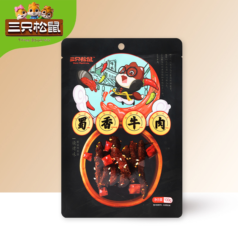 三只松鼠烧烤味蜀香牛肉便携肉食即食解馋小零食100g*1袋高清大图