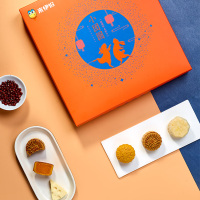 来伊份小团圆月饼礼盒306g奶黄多口味奶酪蛋黄豆沙糕点小团圆月饼礼盒306g