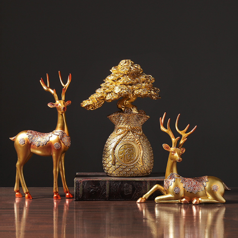 装饰品玄关现代简约家居客厅酒柜小装饰品摆件办公室装饰品发财树福袋