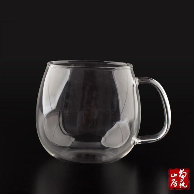 玻璃杯茶杯杯子 花茶杯水杯带把透明家用办公室泡茶杯400ml 吓煞人香-元曲