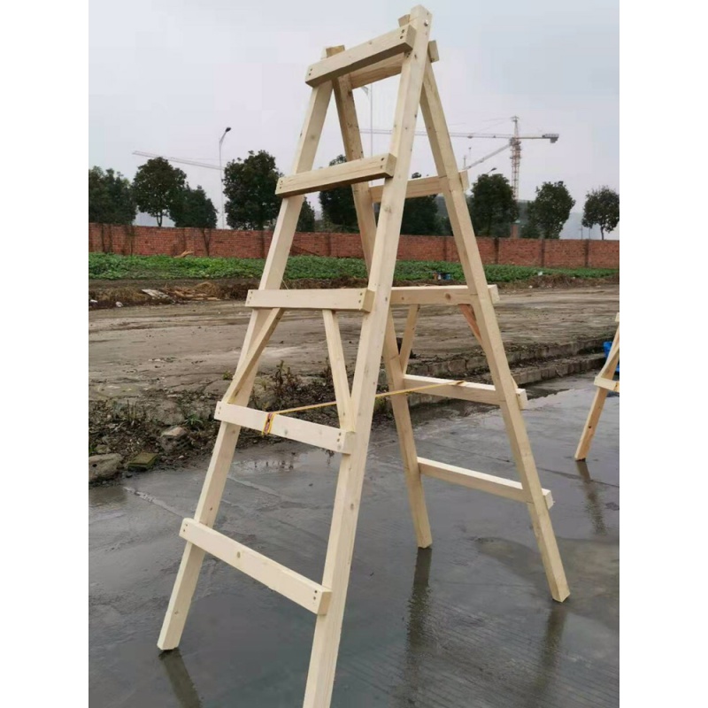 成都木梯人字梯家用实木梯装修工程走梯木制梯新木梯加厚 三维工匠 1.65米白松五步梯家用梯高清大图