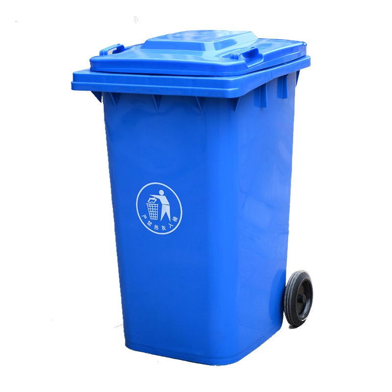 安居先森 100L-A 07系款 环卫垃圾桶圆形投放标通用翻盖款 蓝色高清大图