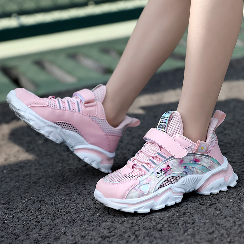 奔典品牌女童鞋夏季新款单网透气网面跑步鞋小女孩时尚软底防滑运动鞋