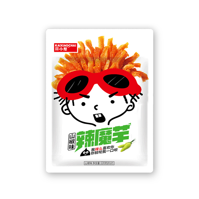 开小差山椒味220g辣魔芋素毛肚休闲小吃