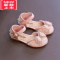 可莉允女童皮鞋2022春季新款女童蝴蝶结水钻公主鞋中小童时尚软底凉鞋潮运动休闲鞋
