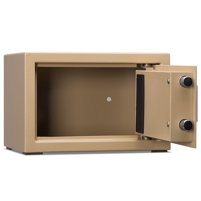 得力deli16654保管箱电子密码隐藏式入墙防盗保险柜家用小型迷你20cm金色高清大图