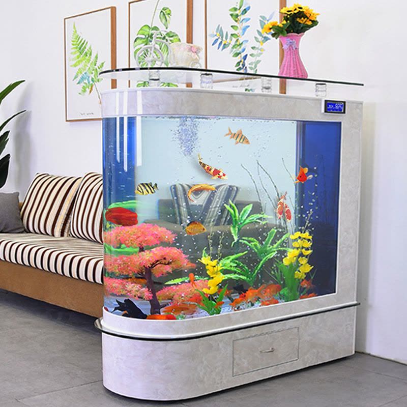 鱼缸水族箱客厅大型屏风隔断家用落地免换水生态金鱼锦鲤缸图片