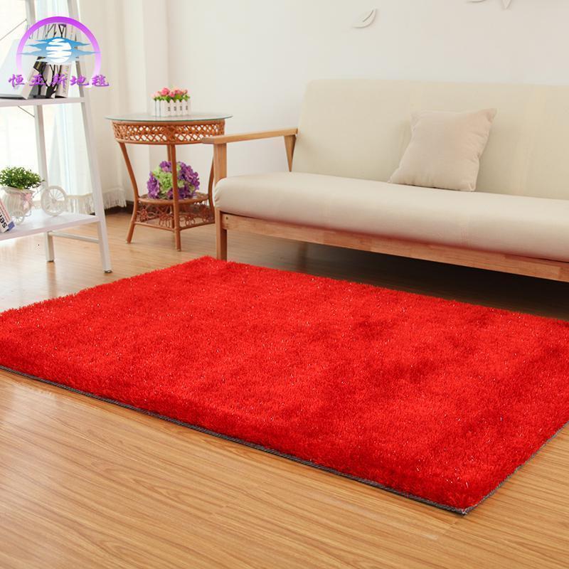 家柏饰(CORATED)客厅地毯茶几卧室房间满铺丝时尚简约现代床边欧式地毯定制垫 大红色加亮丝 140*200厘米