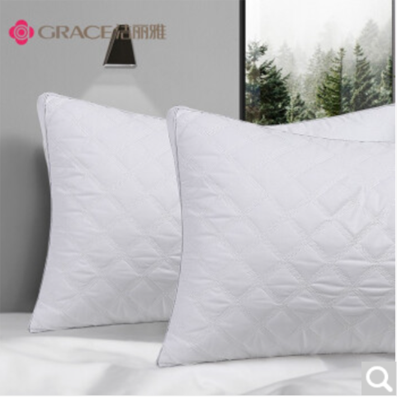 洁丽雅(Grace)枕头枕芯星级酒店羽丝绒枕芯可水洗枕 纤维软枕芯 一对装 货期5-10天高清大图