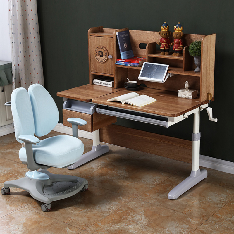 百冠环球 兰秀家居 学习桌成人中学生学习桌实木可升降鹅掌楸木小学生