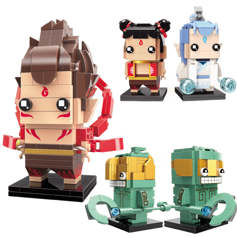 启蒙兼容乐高哪吒之魔童降世小颗粒拼装方头仔积木公仔模型益智拼插