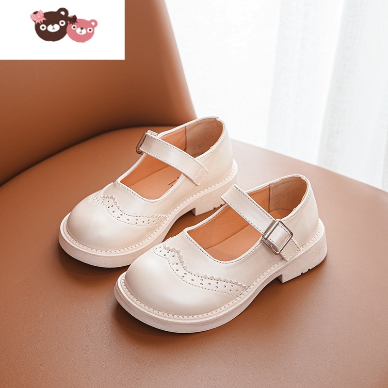 绿彩虹光女童皮鞋公主鞋软底豆豆鞋百搭韩版小女孩中大童洋气宝宝儿童