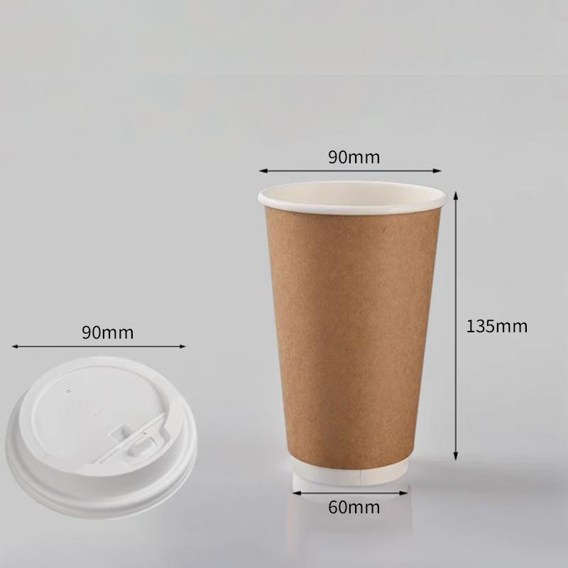 黎战 FR-064 500ml 带盖牛皮纸 一次性杯 500.00 个/箱 (计价单位:箱) 棕色高清大图